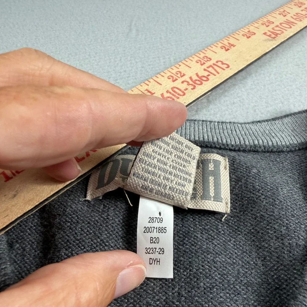 Duluth Trading Co Mens Charcoal Gray Cotton V-Neck Sweater Vest 28709 Large
